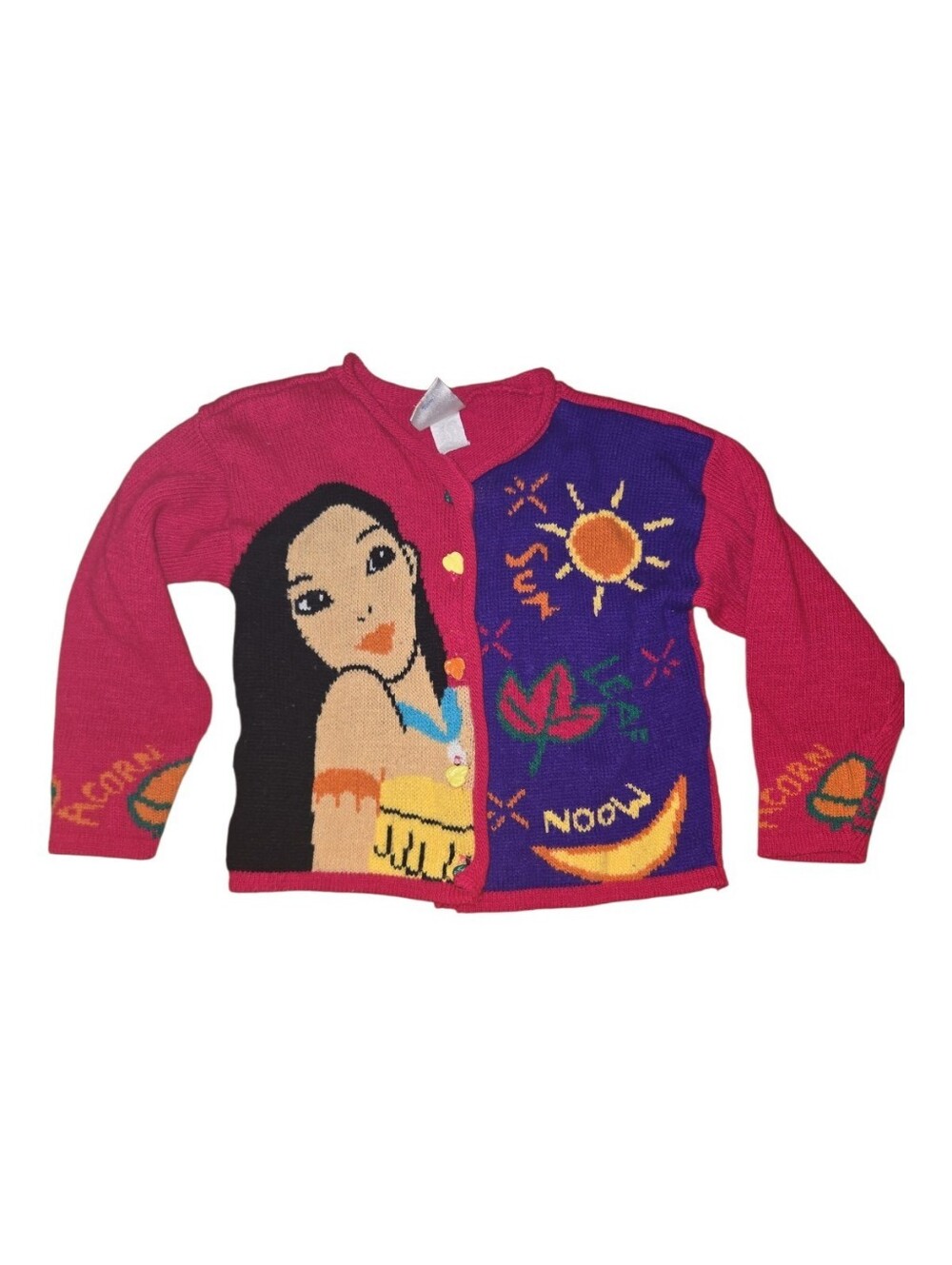 Vintage Disney Pocahontas Character Cardigan Sweater Size 6X